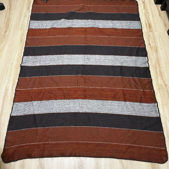 Shupaca Alpaca Blend Striped Throw Blanket Gray Rust Orange - Picture 10 of 16